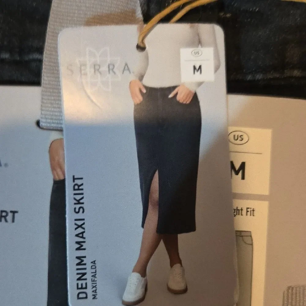 Serra Dark Gray Denim Maxi Skirt